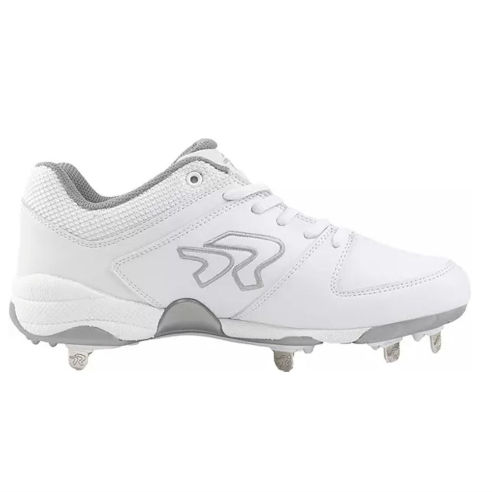 New Ringor Women's Flite Metal Fastpitch Softball Cleats white silver size 6